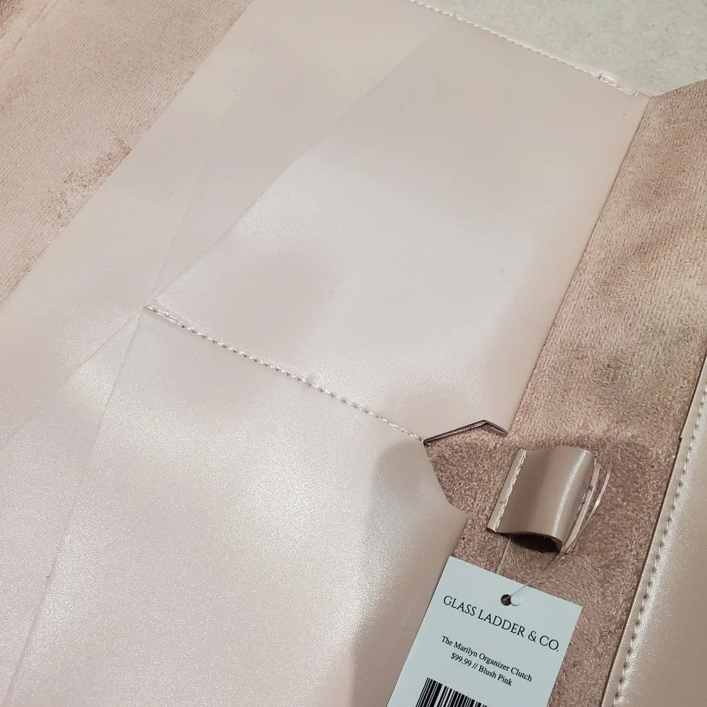 Glass Ladder Co Marilyn Organizer‎ Clutch Blush Pink Leather Snap Closure